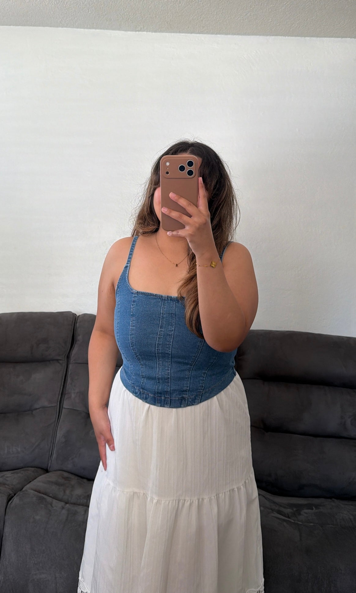 Stretchy Denim Corset Tank Top