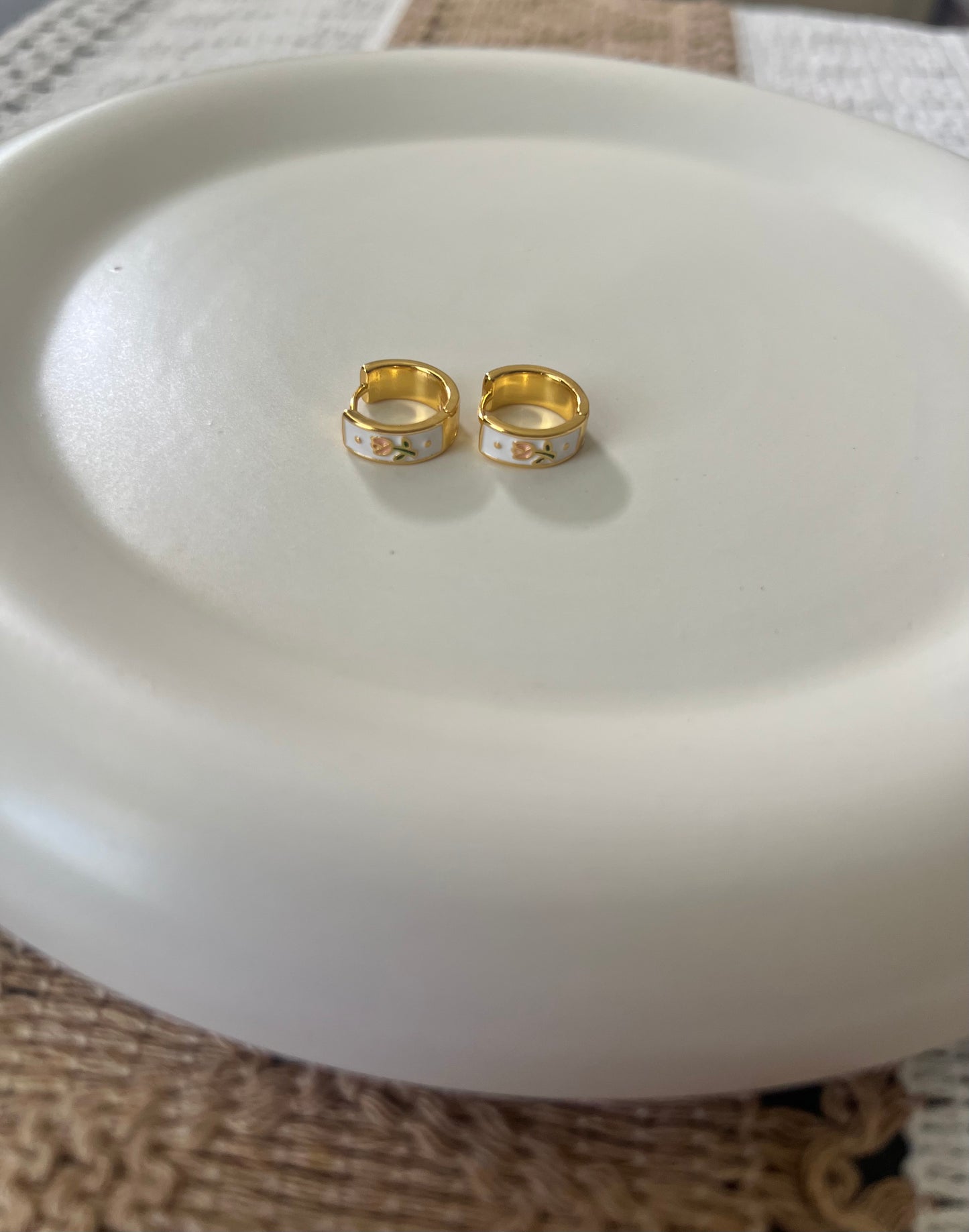 Floral Huggie Hoop Earrings