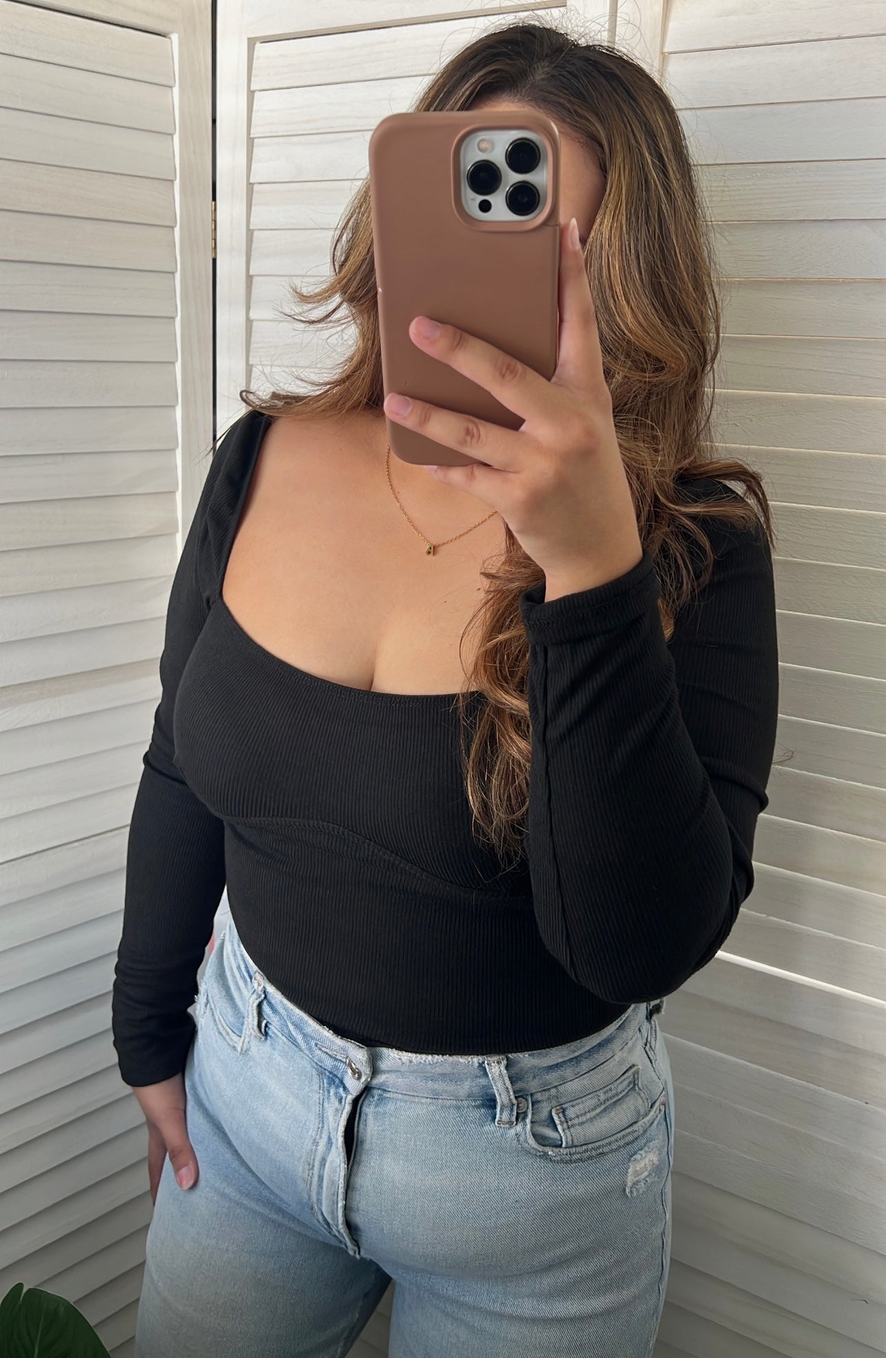 Long Sleeve Ribbed Knit Top