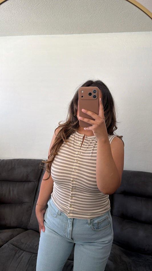 Stripe Button Down Tank