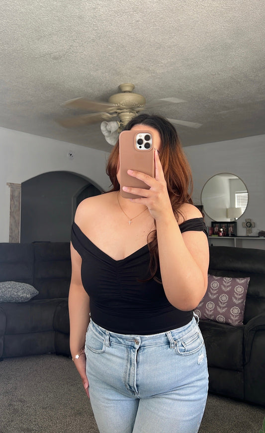 Off Shoulder Brushed Ruched Top