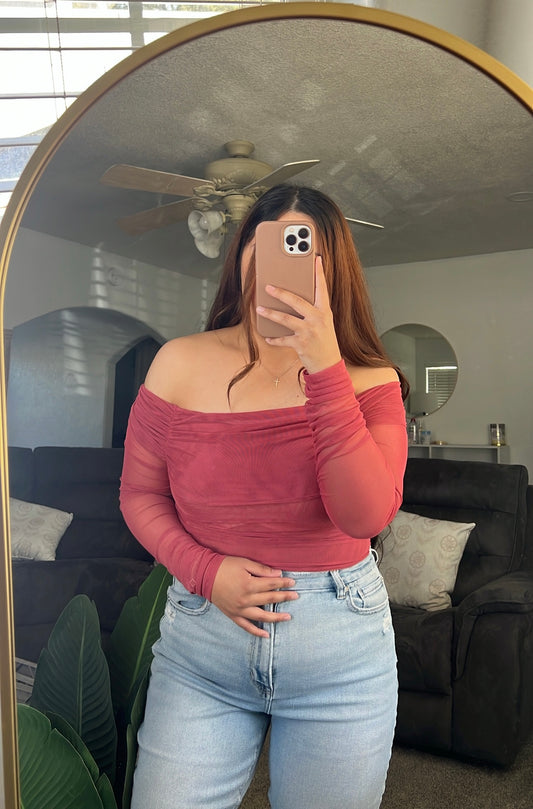 Off The Shoulder Mesh Bodysuit