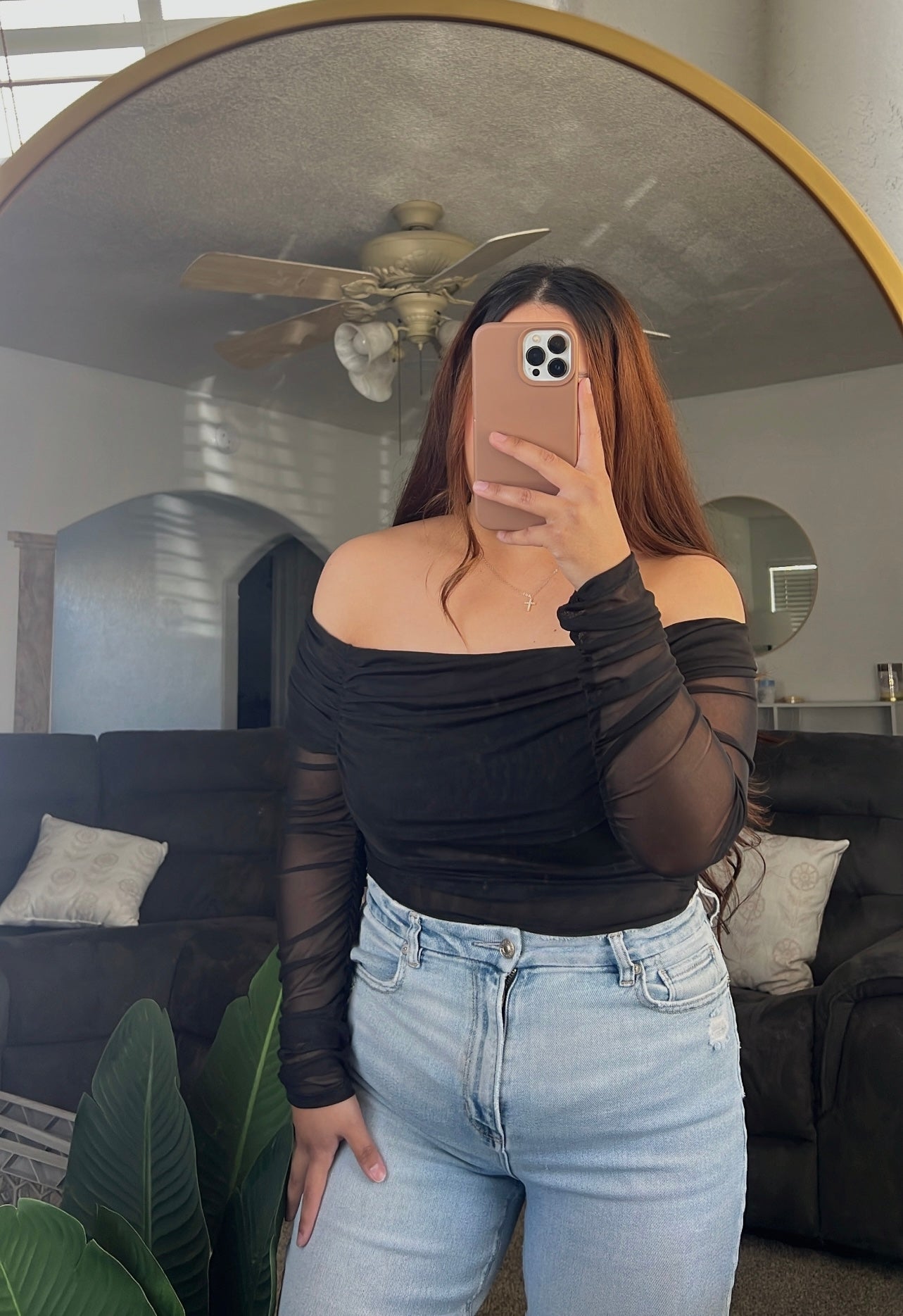 Off The Shoulder Mesh Bodysuit