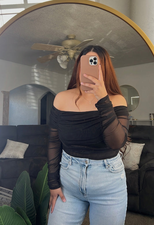 Off The Shoulder Mesh Bodysuit