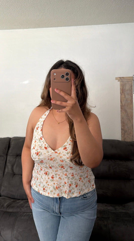 Double Layered Print Halter Top