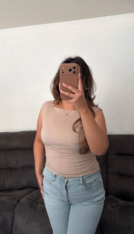Boat Neck Sleeveless Top