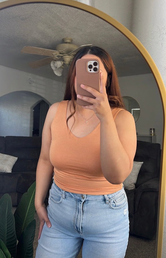 V-Neck Double Layer Knit Top