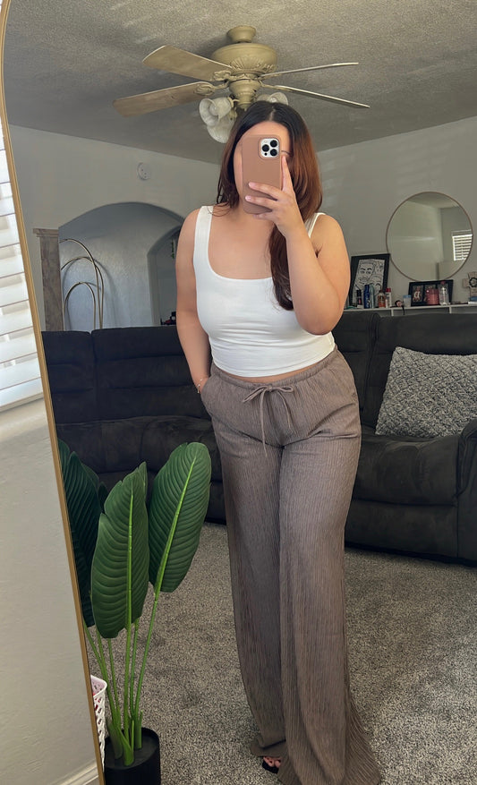 Crinkle Knit Long Pants