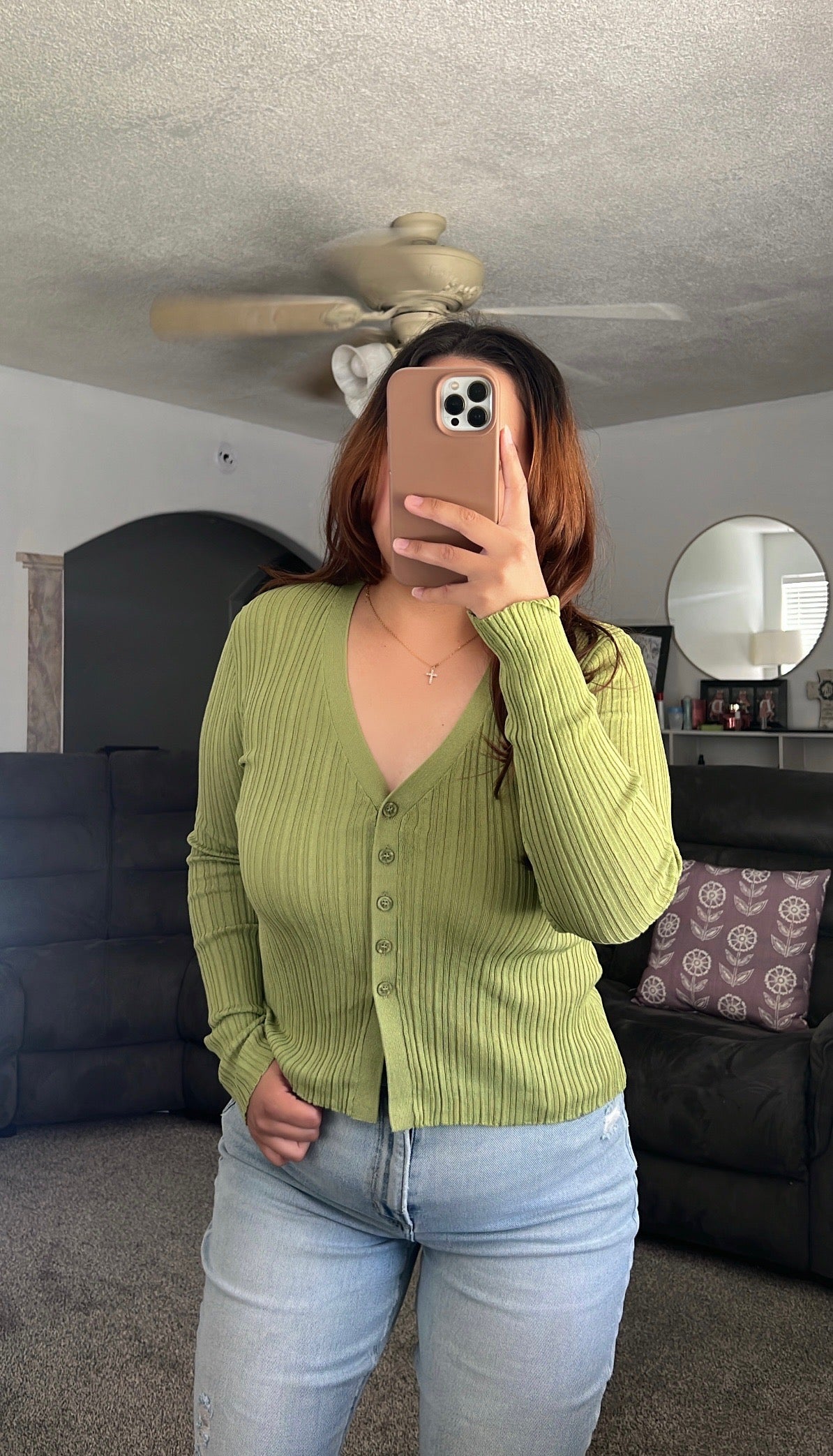 Button Down Sheer Knit Cardigan