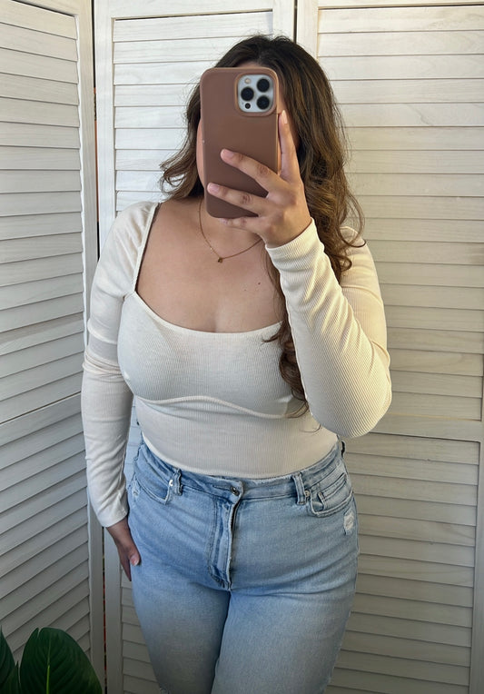 Long Sleeve Ribbed Knit Top