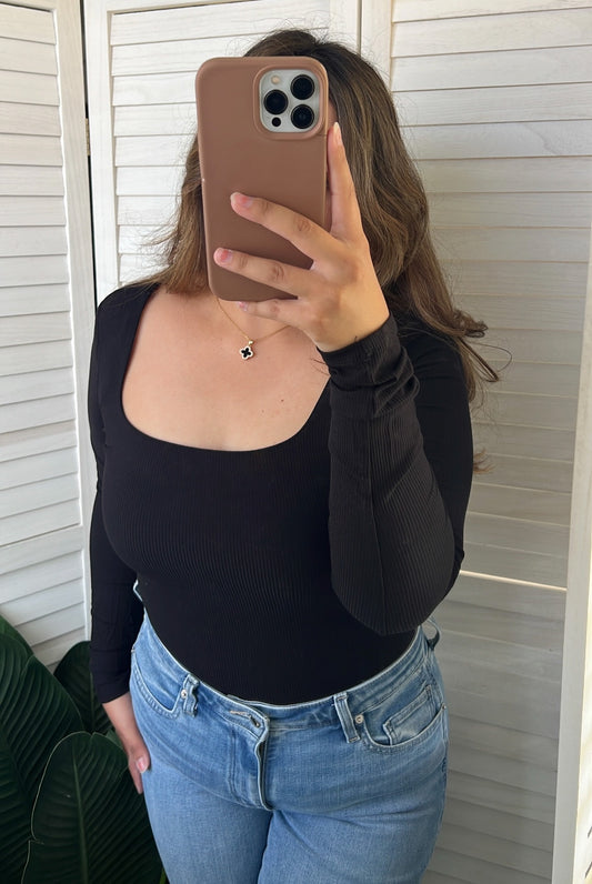Square Neck Double Layer Long Sleeve
