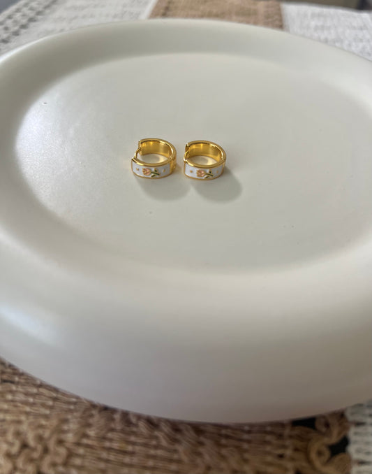 Floral Huggie Hoop Earrings
