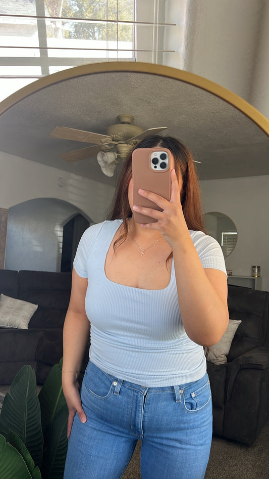 Rib Side Ruched Top