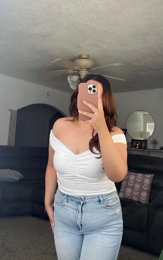Off Shoulder Brushed Ruched Top