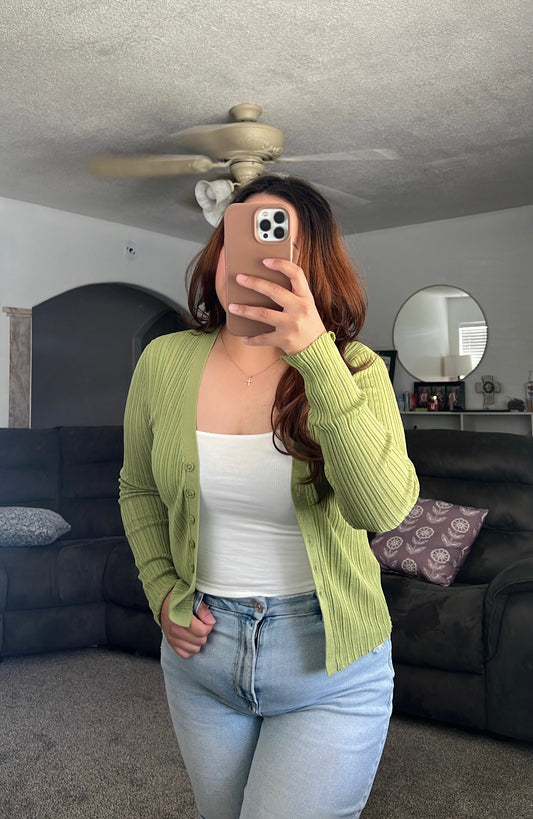 Button Down Sheer Knit Cardigan