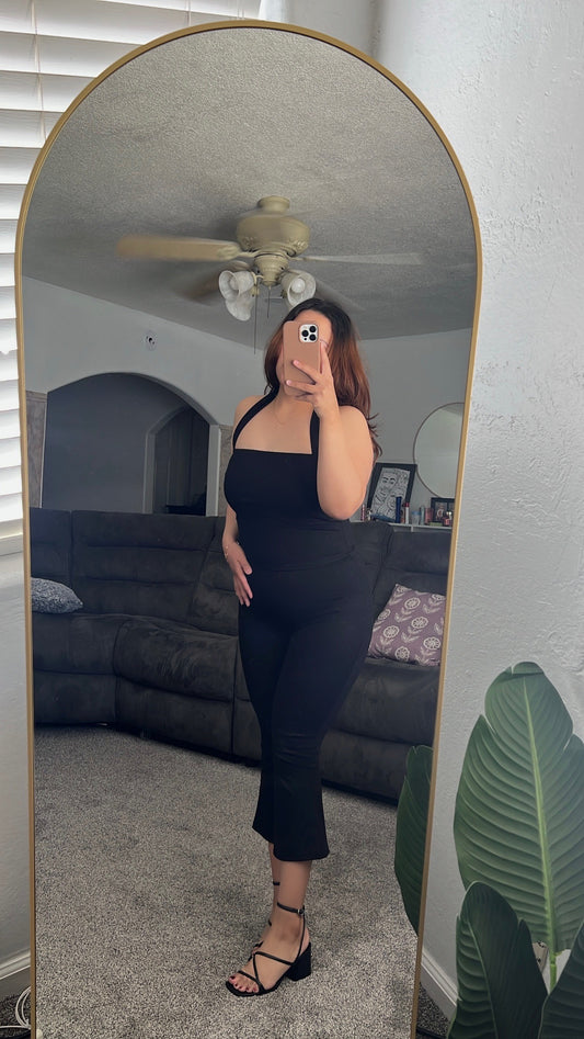 Halter Neck Crop Top & Flared Pants Set