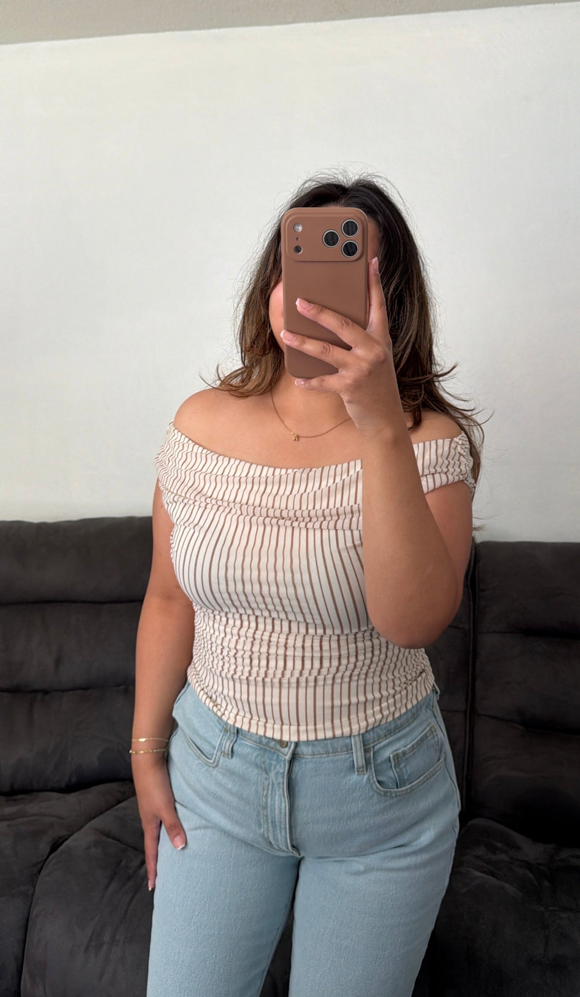 Stripe Off The Shoulder Top
