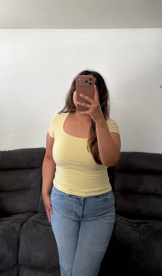 Short Sleeve Square Neck Top