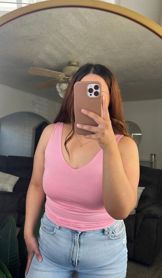 V- Neck Double Layer Knit Top