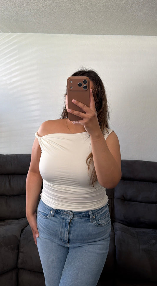Asymmetrical Off The Shoulder Top
