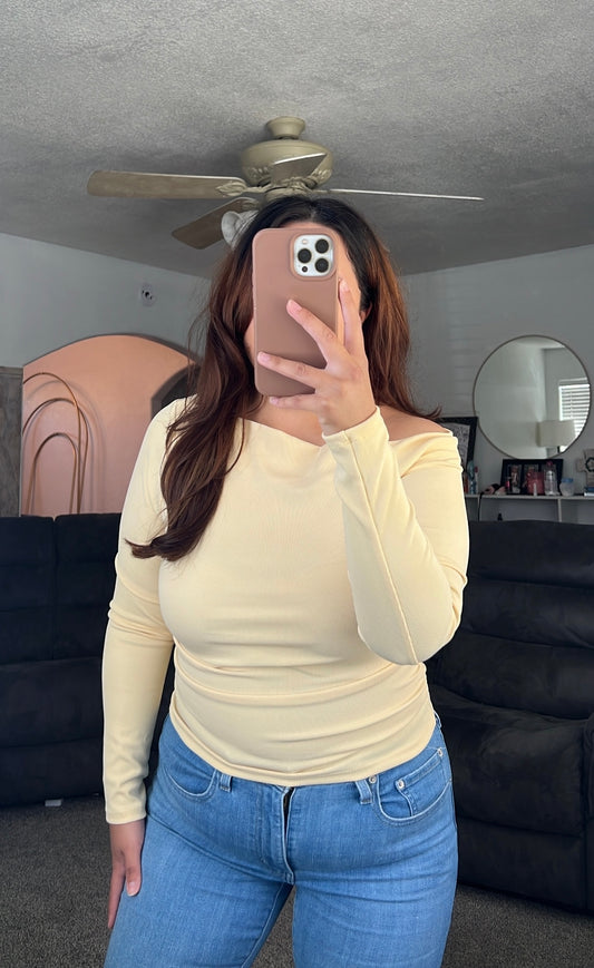 Asymmetric Neck Long Sleeve