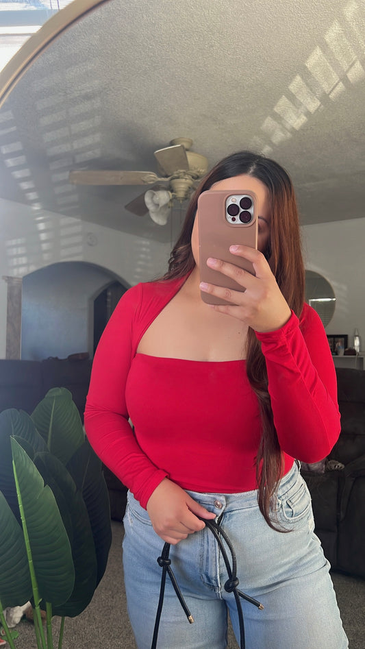Long Sleeve Square Neck Top
