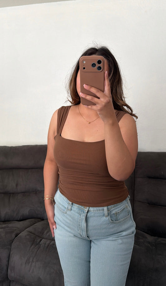 Ruched Wide Strap Top